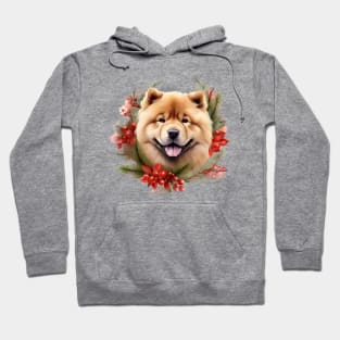 Christmas Chow Chow Dog Wreath Hoodie